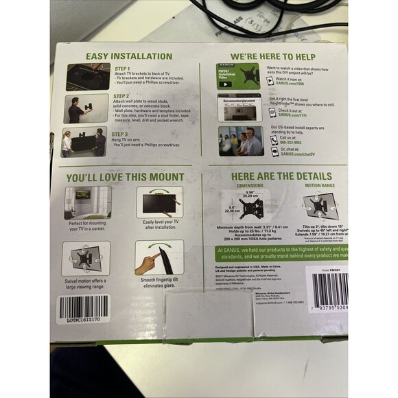 TV Wall Mount Fits 13-32 inch TV Up To 25lbs Sanus Vuepoint FSF207 Full Motion - Picture 2 of 11